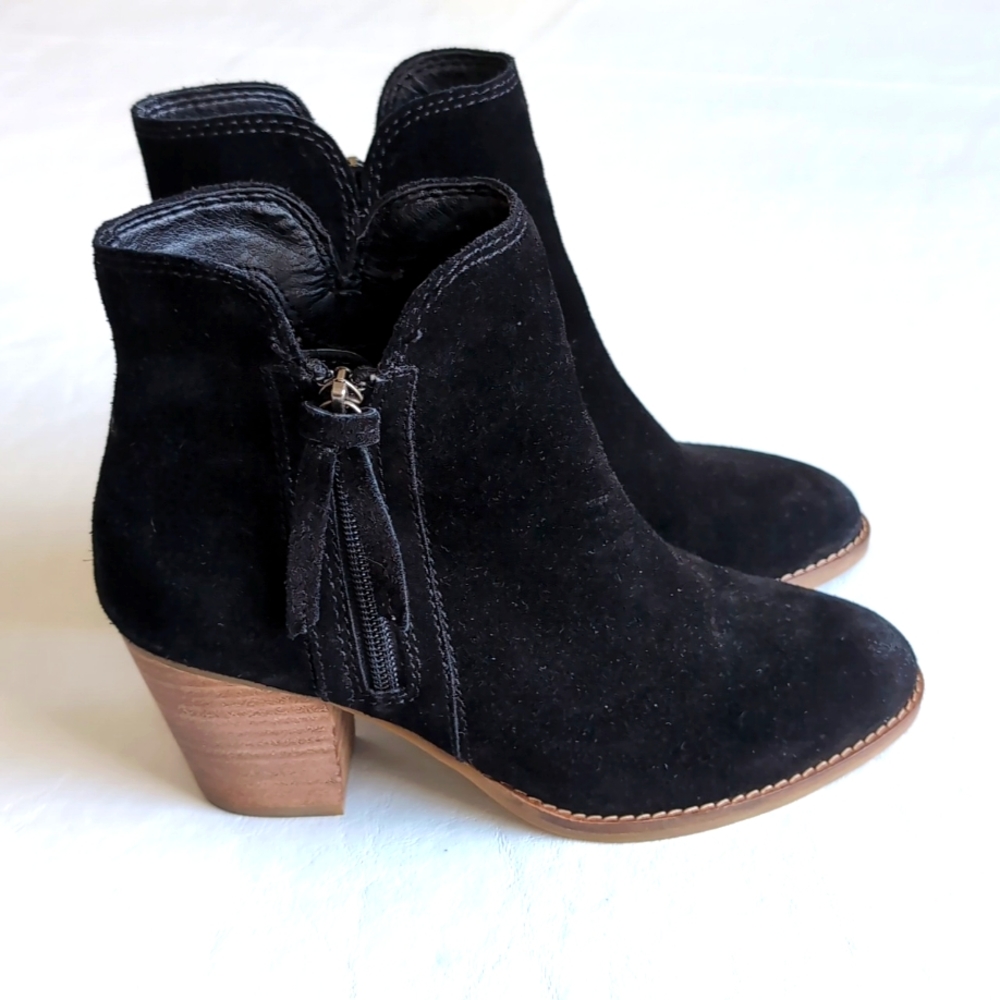 Frye & Co. Black Allister Zip Suede Heeled Booties Women's Size 7M